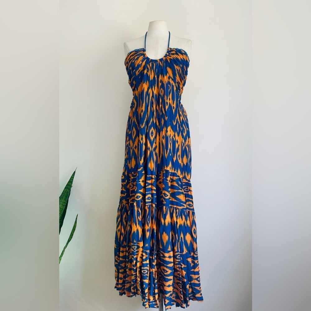 ANTHROPOLOGIE Verb Pallahvi Singhee CUT OUT Tropical Halter Maxi Dress SZ MED - Picture 5 of 9